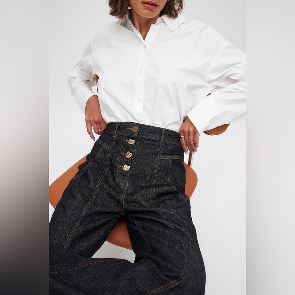 **SOLD** NA-KD Gold Button Detail Denim - Picture 7 of 8